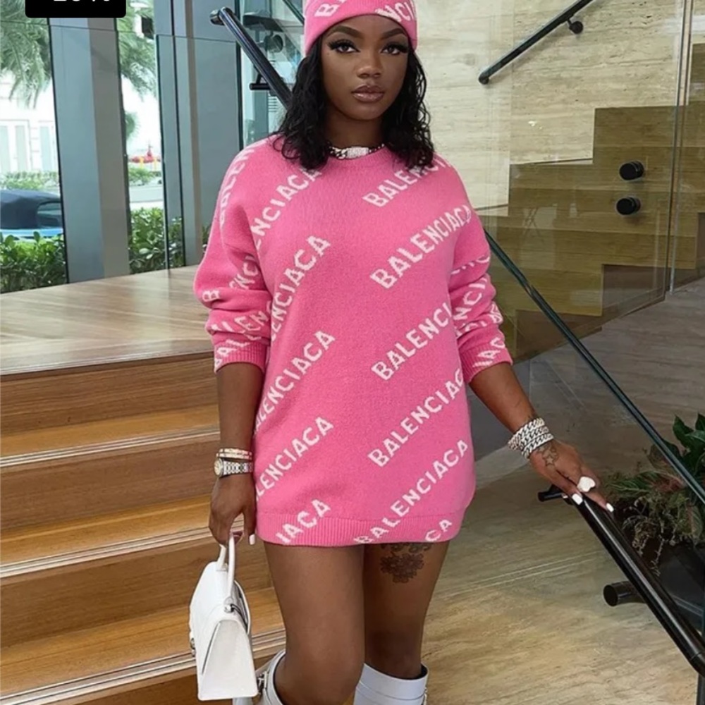 Jurllyshe letter print crewneck long sleeve casual fashion dress